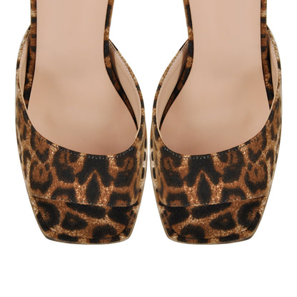 Leopard Platform Ankle Strap Chunky Heel Sandals - Onlymaker