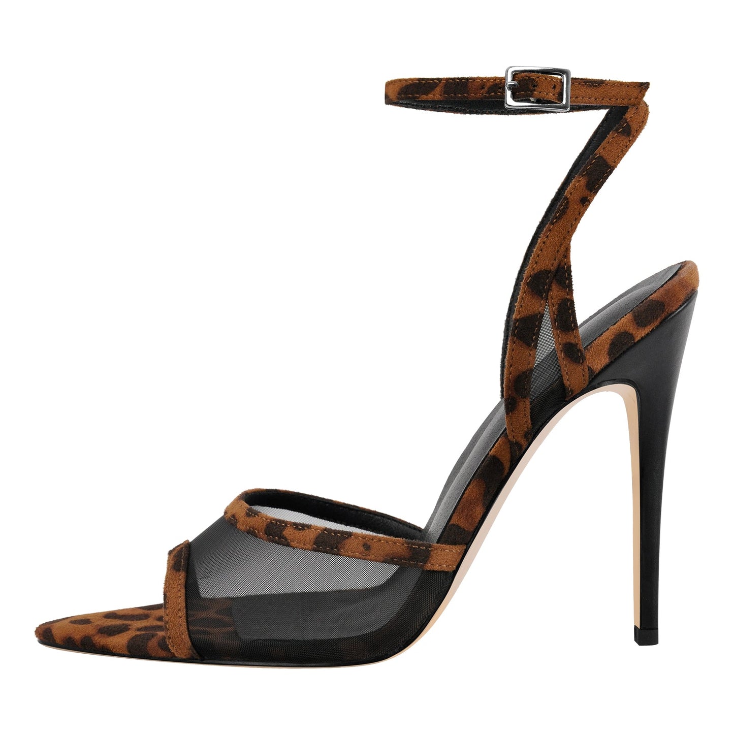 Mesh Pointed Toe Ankle Strap Sandals - Onlymaker
