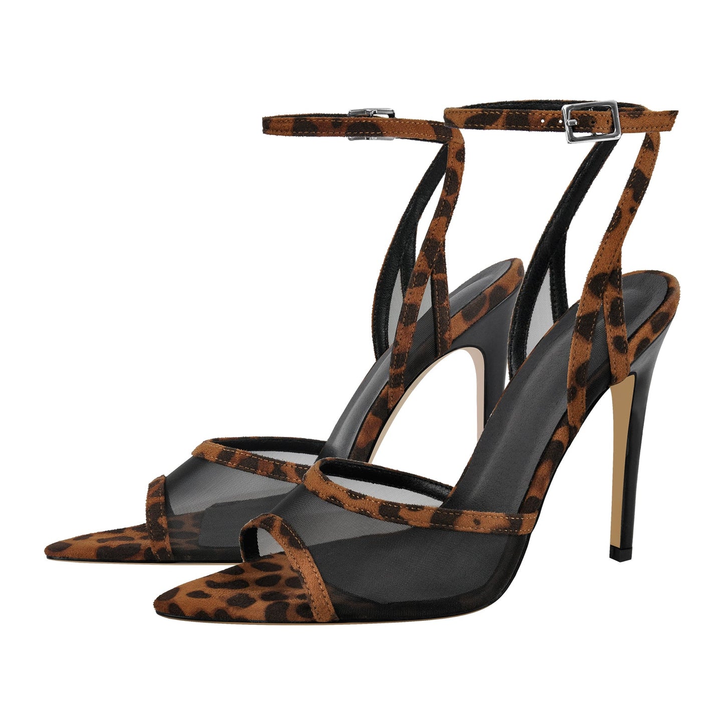 Mesh Pointed Toe Ankle Strap Sandals - Onlymaker
