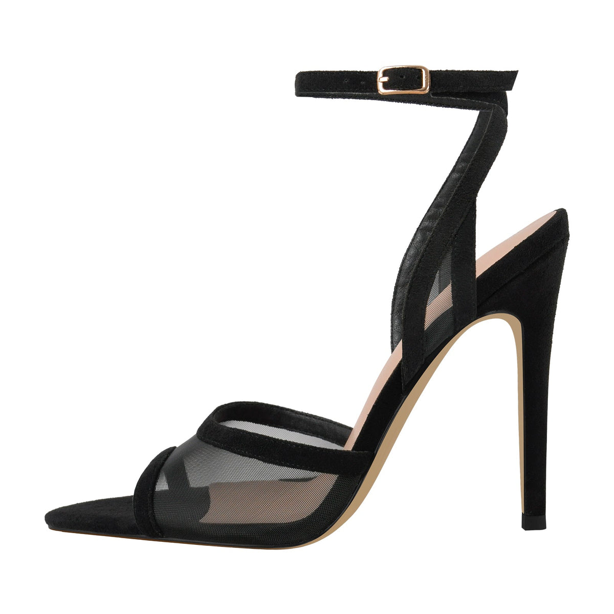 Mesh Pointed Toe Ankle Strap Sandals - Onlymaker