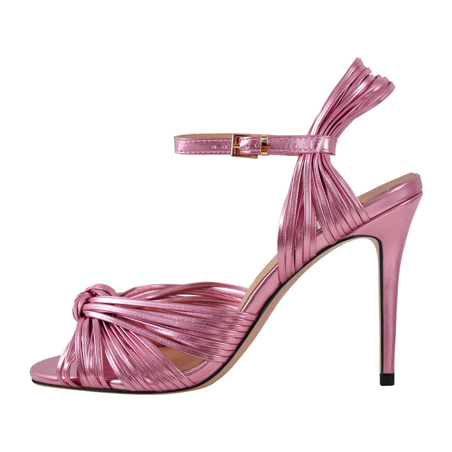 Round Toe Buckle Strap Stiletto Sandals - Onlymaker