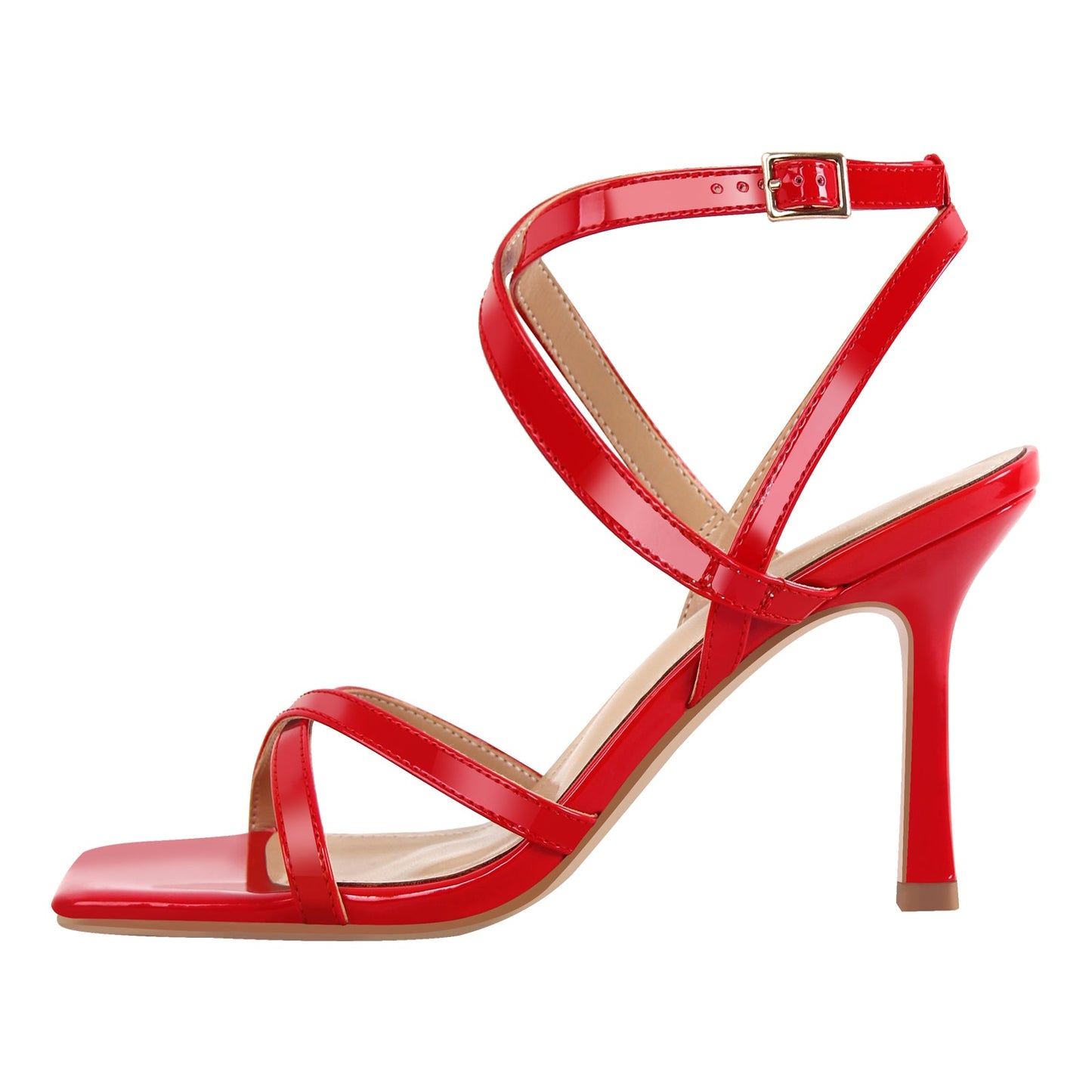Square Toe Criss Cross Ankle Strap Sandals - Onlymaker