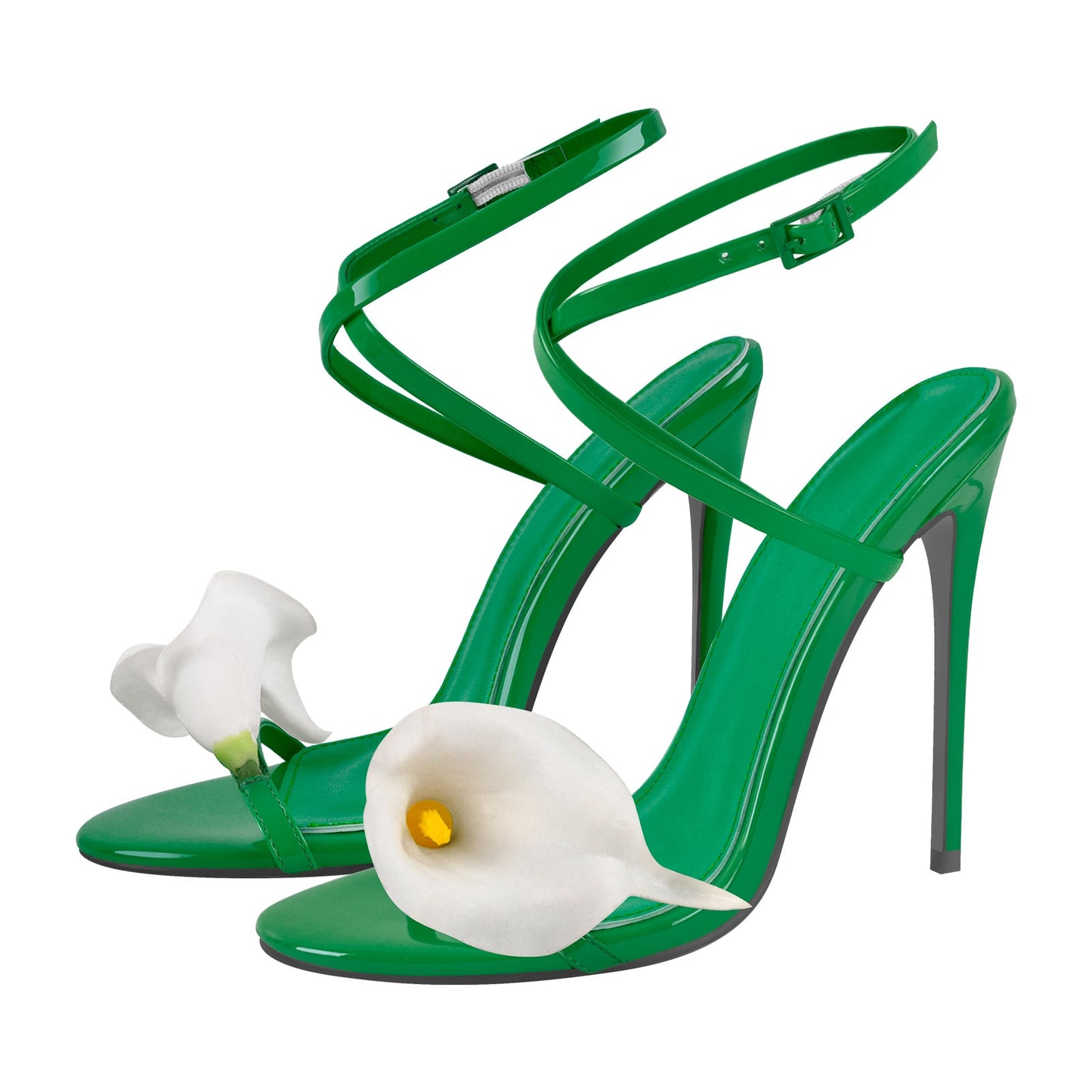 Round Toe Calla Lily Cross Strap Sandals - Onlymaker