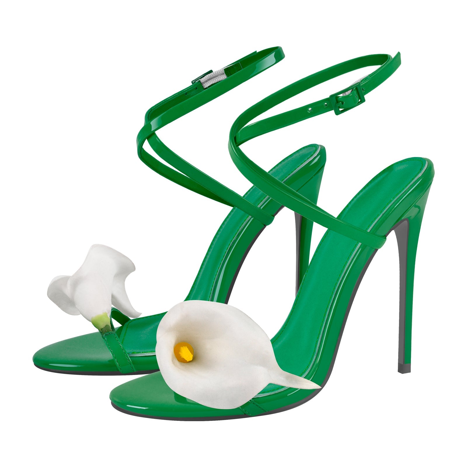 Round Toe Calla Lily Cross Strap Sandals - Onlymaker