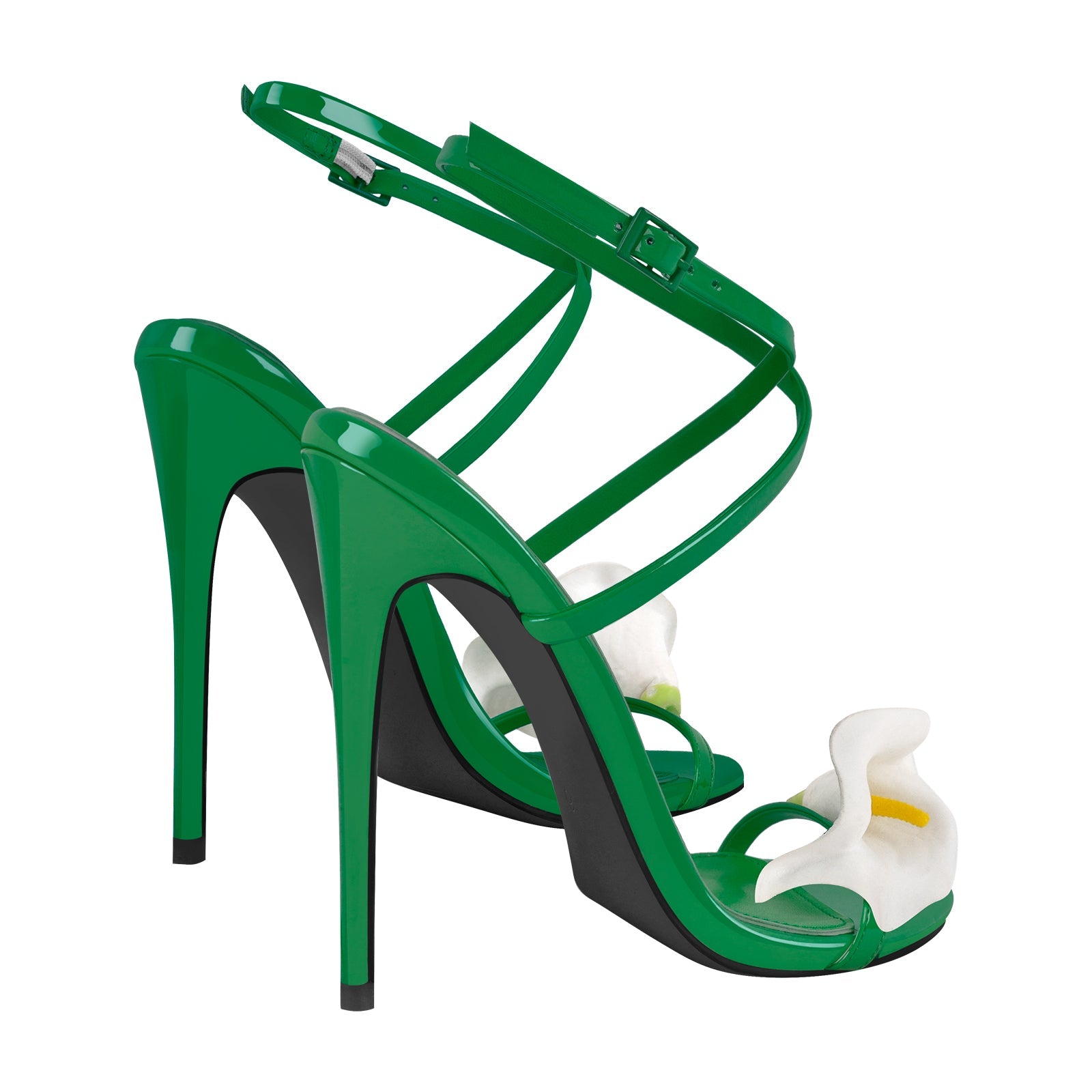 Round Toe Calla Lily Cross Strap Sandals - Onlymaker