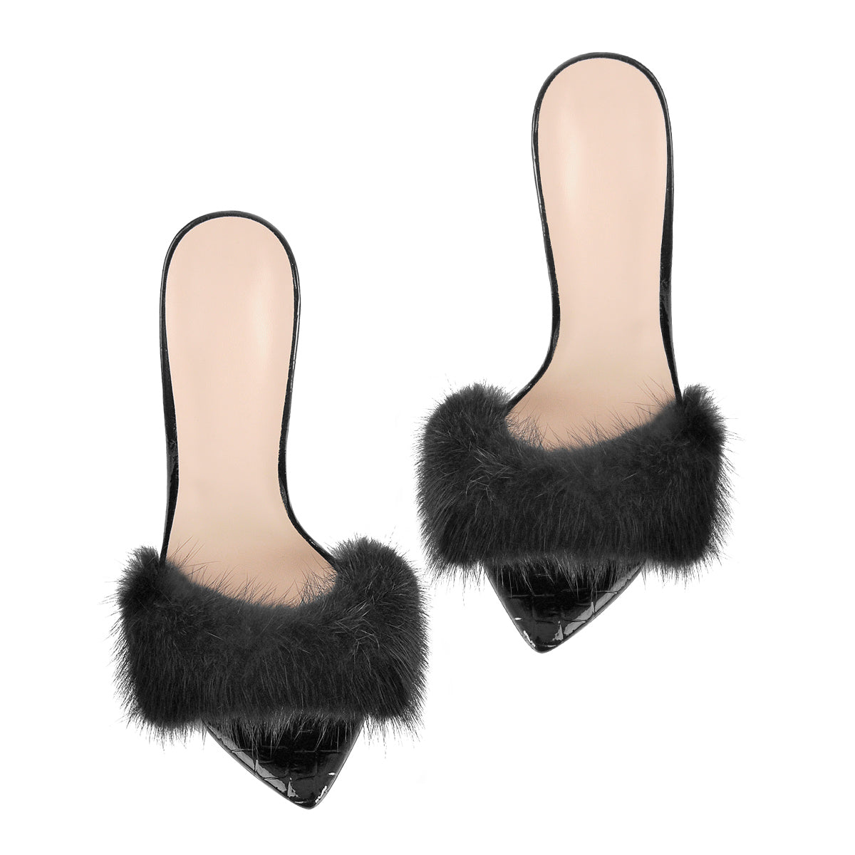 Feather Pointed Open Toe High Heel Sandals - Onlymaker