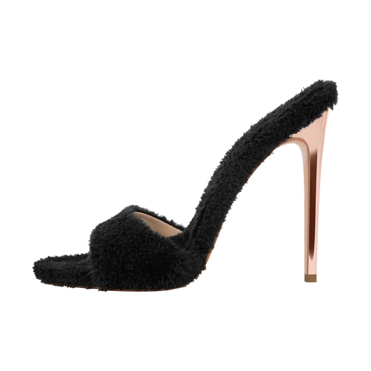 Sherpa Pointed Toe High Heel Sandals - Onlymaker