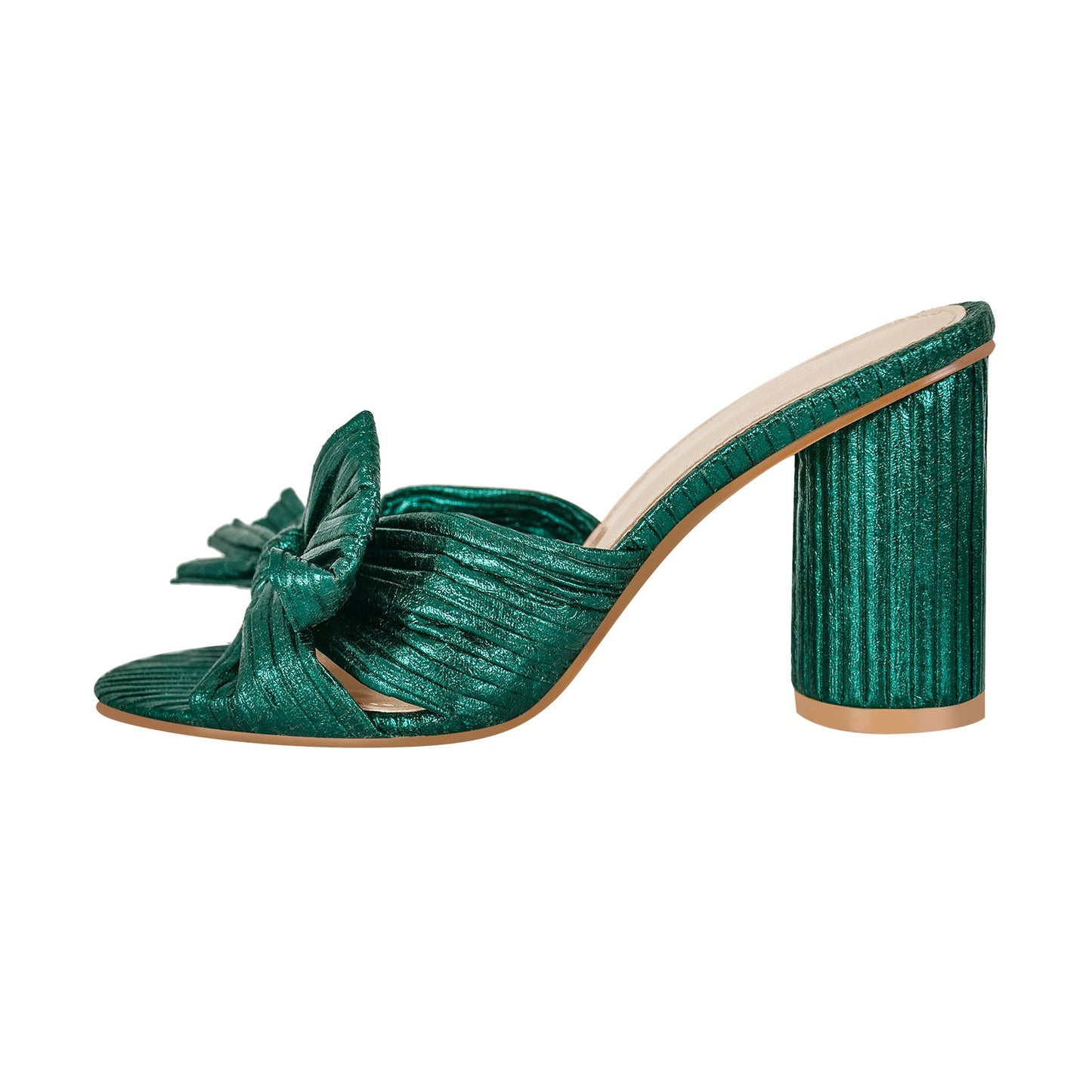Round Toe Chunky Heel Bow Sandals Mules - Onlymaker