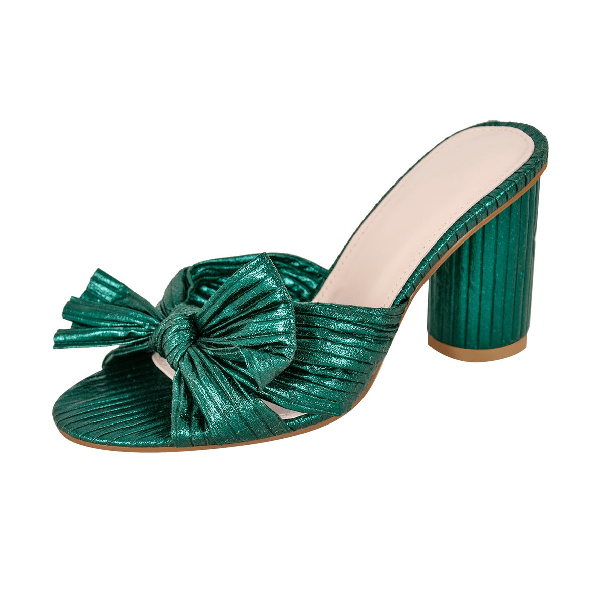 Round Toe Chunky Heel Bow Sandals Mules - Onlymaker