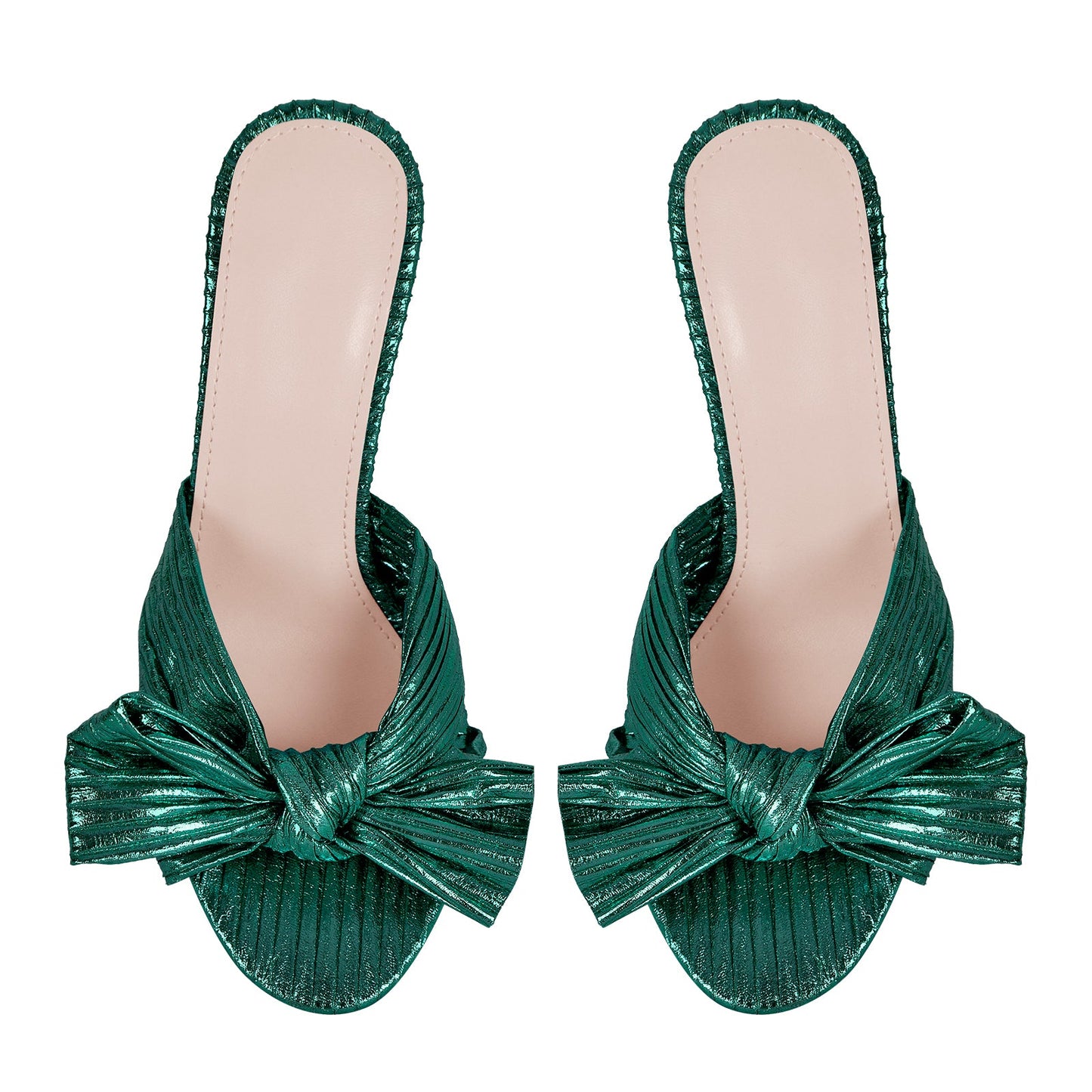 Round Toe Chunky Heel Bow Sandals Mules - Onlymaker