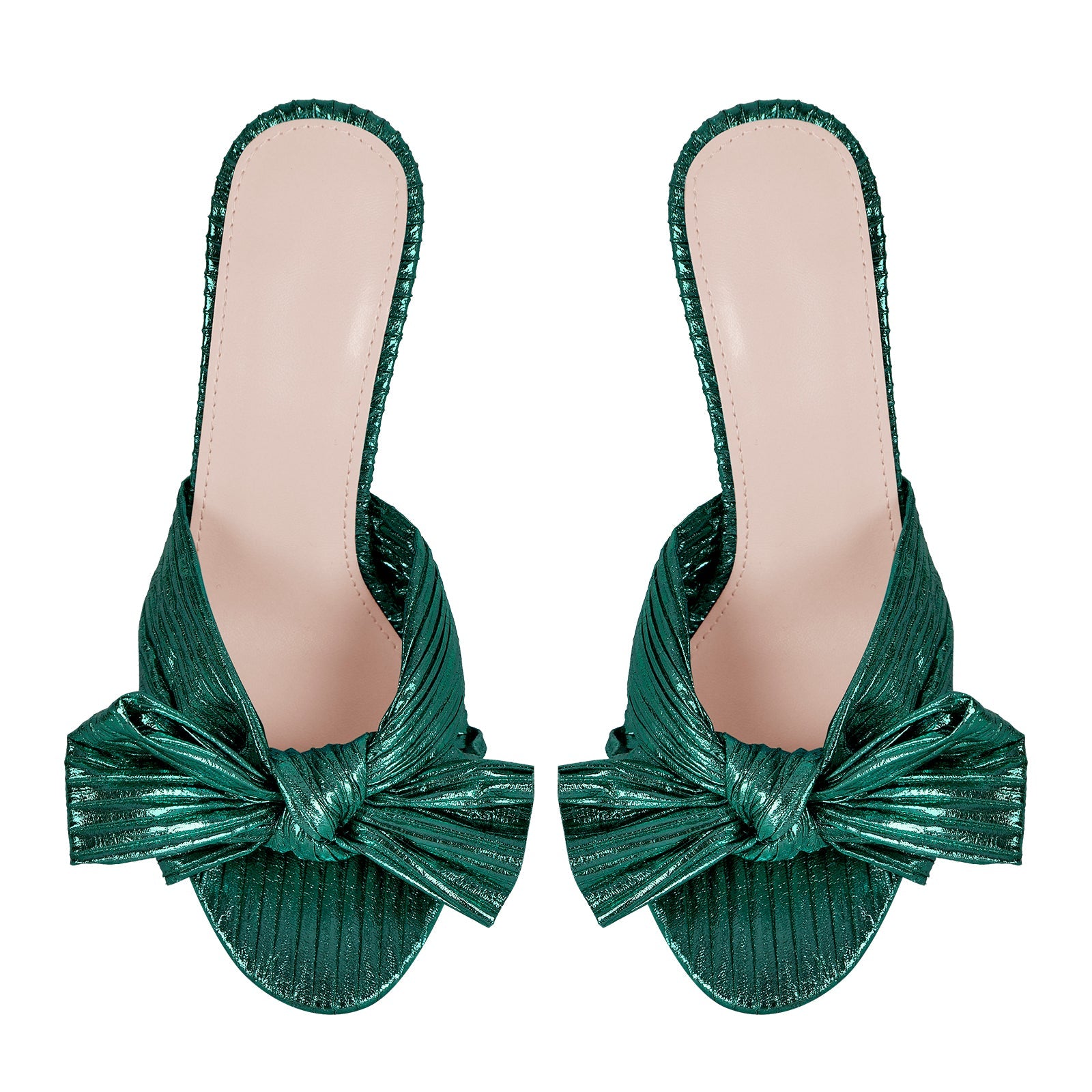 Round Toe Chunky Heel Bow Sandals Mules - Onlymaker