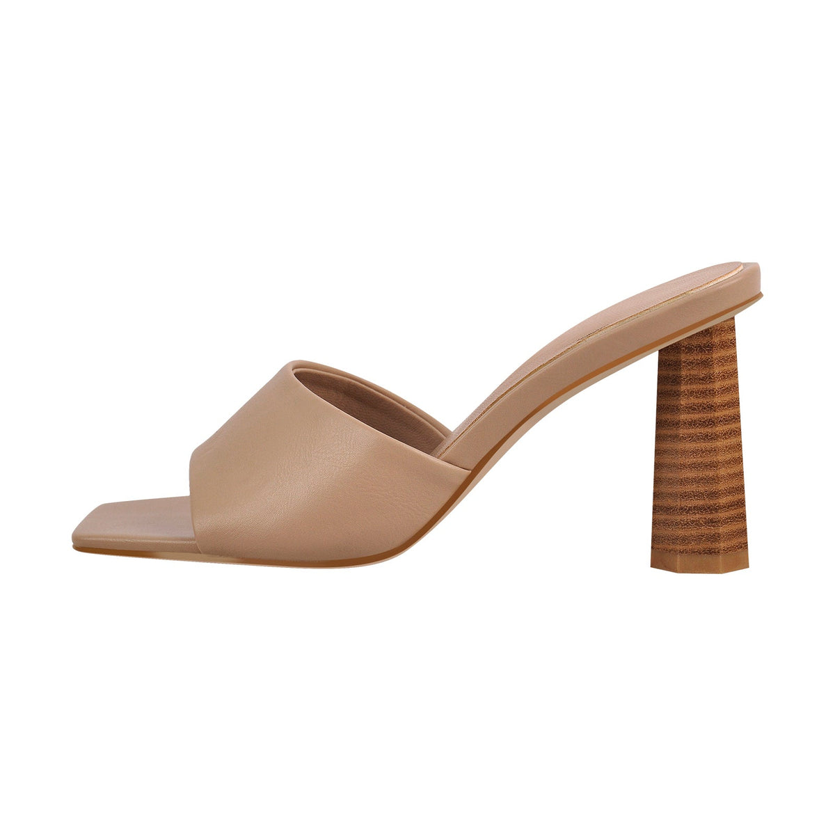 Square Open Toe Mules Chunky Heel Sandals - Onlymaker