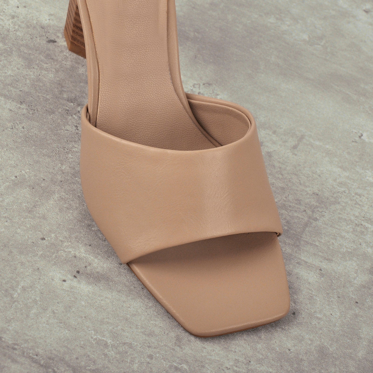 Square Open Toe Mules Chunky Heel Sandals - Onlymaker