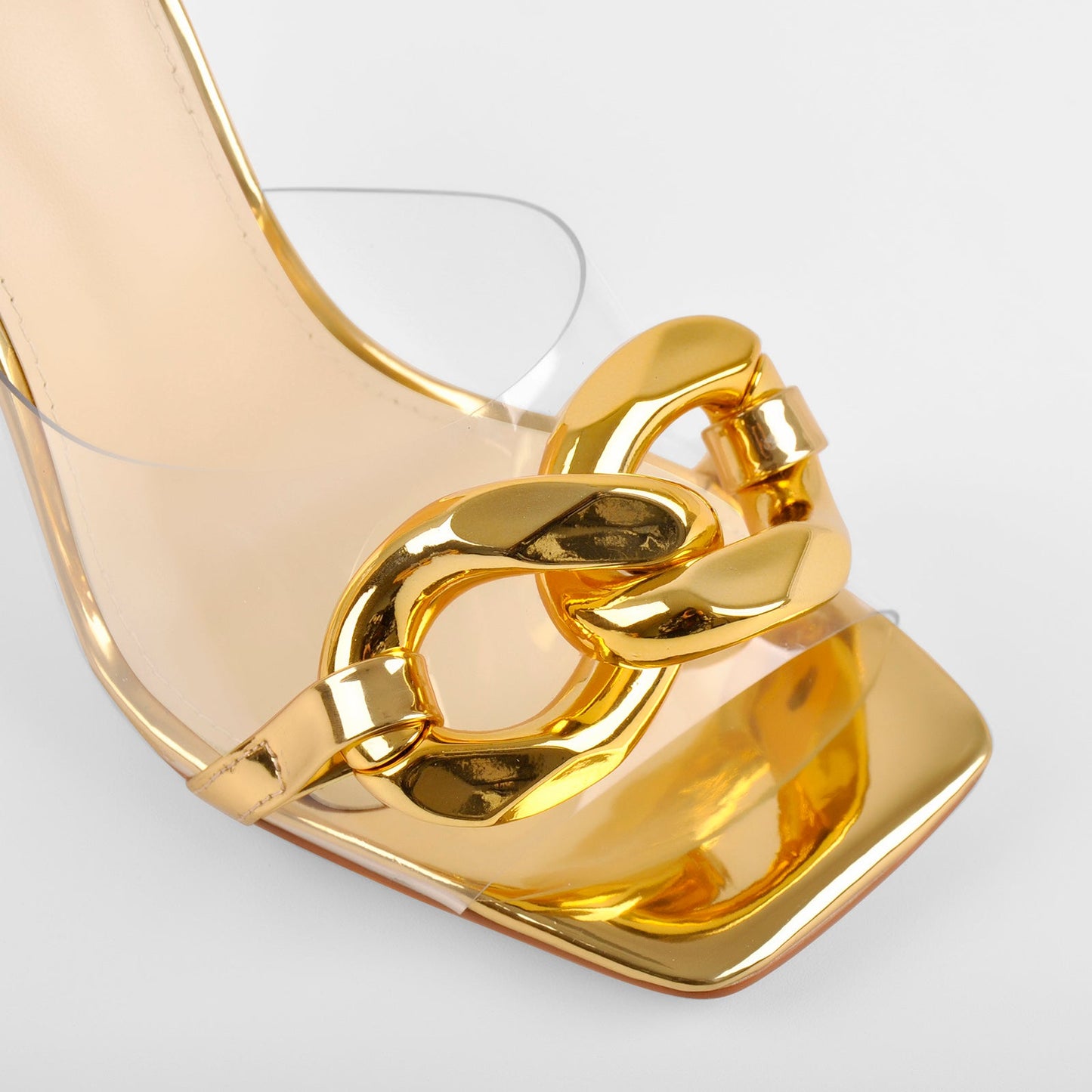 Square Toe Slippers Metal Chain Sandals - Onlymaker