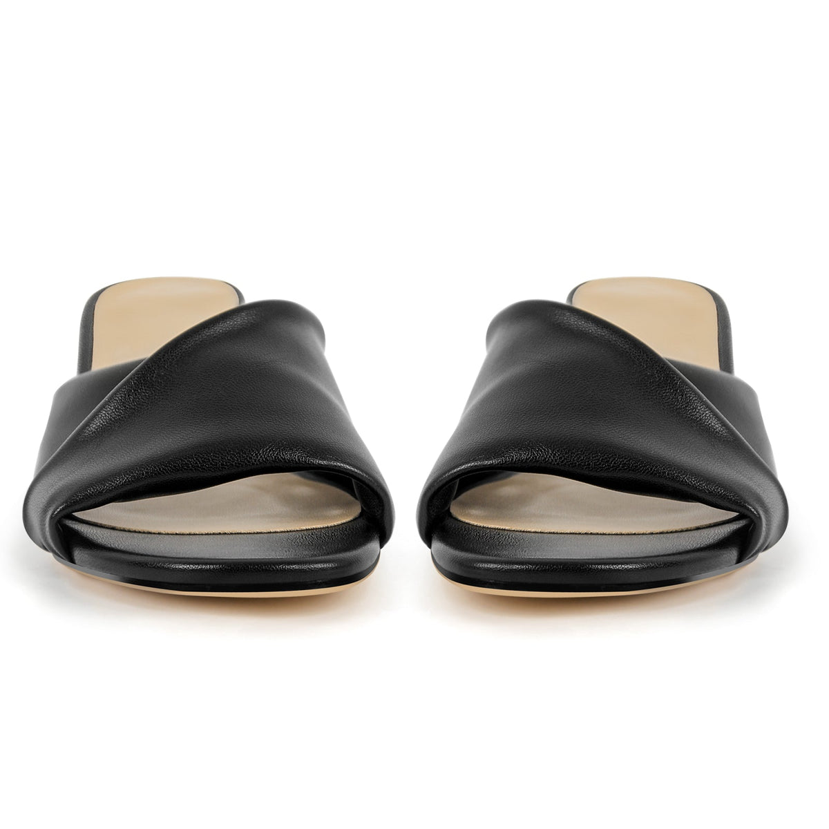 Black Round Toe Kitten Heel Mules - Onlymaker