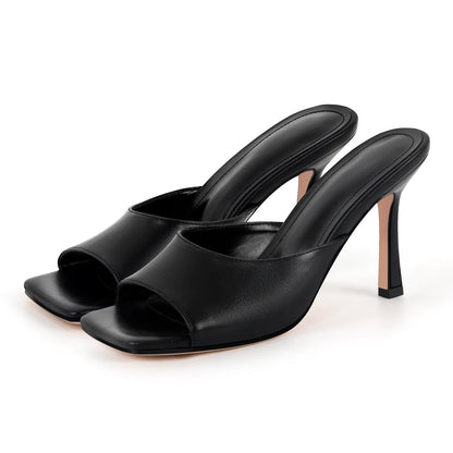 Square Toe Stiletto Sandals Mules - Onlymaker