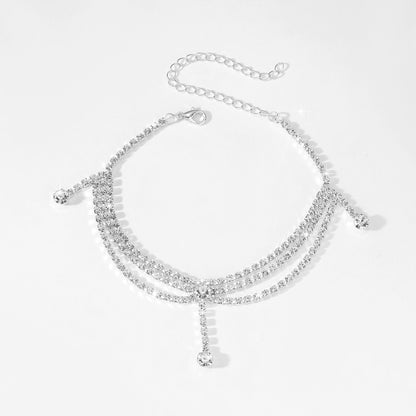 Rhinestone Pendant Anklet - Onlymaker
