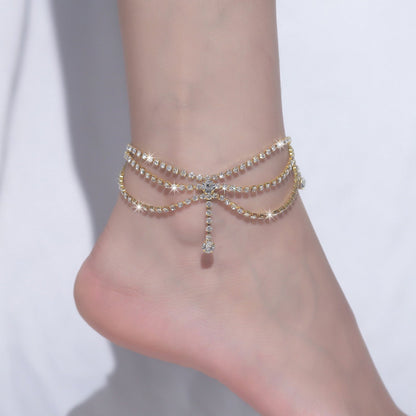 Rhinestone Pendant Anklet - Onlymaker