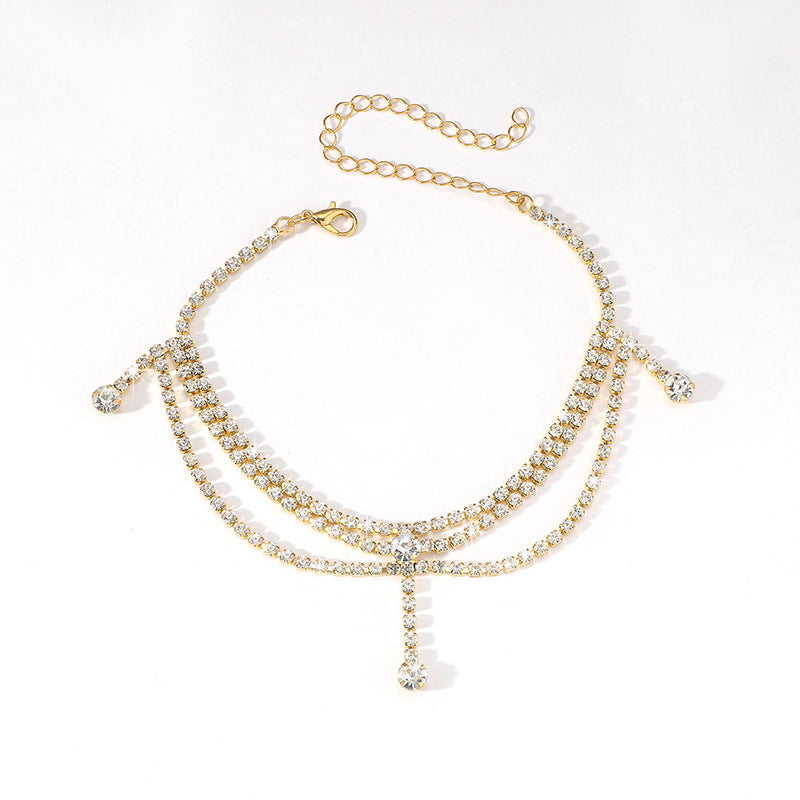 Rhinestone Pendant Anklet - Onlymaker