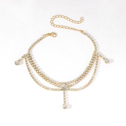 Rhinestone Pendant Anklet - Onlymaker