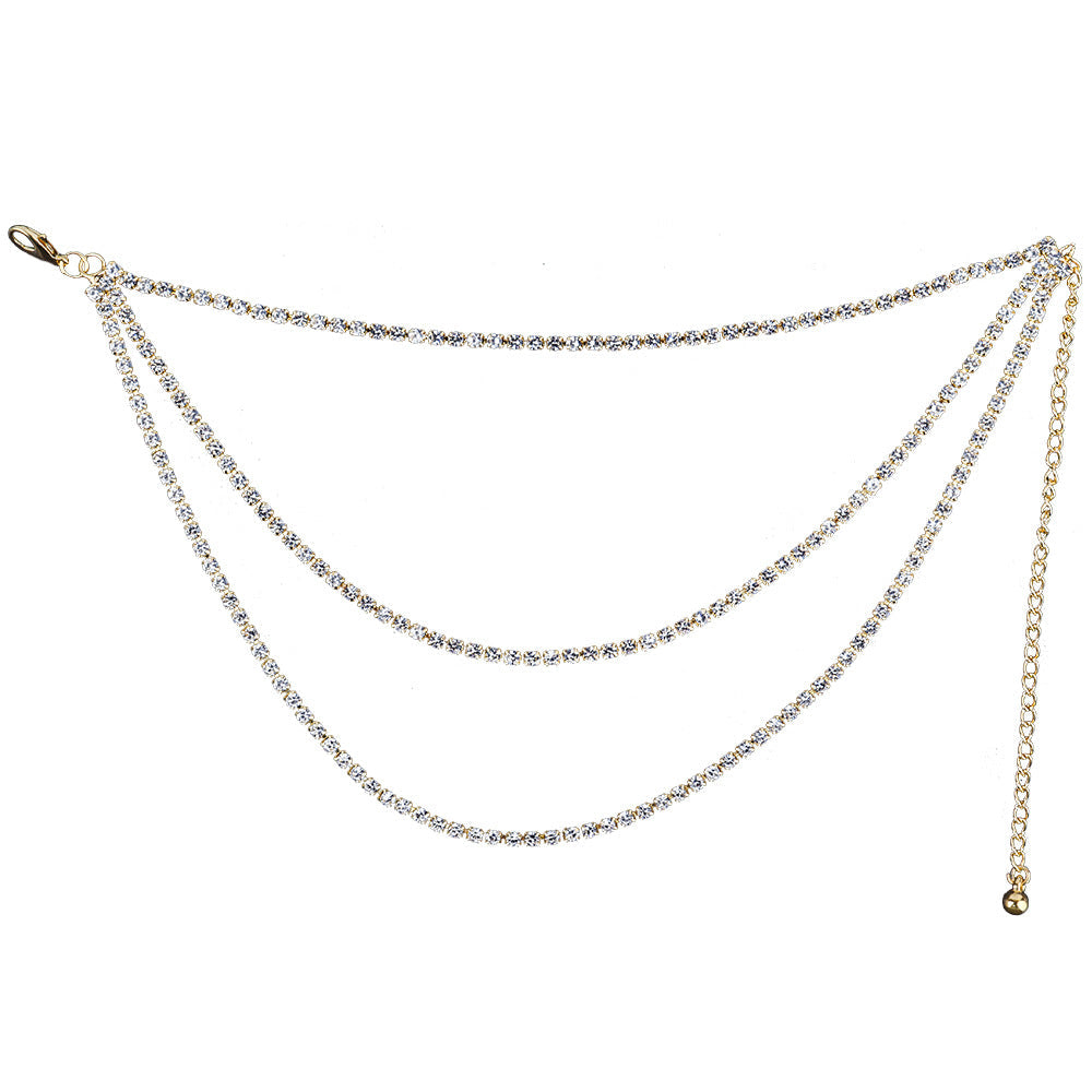 Rhinestone Multi-layered Anklet - Onlymaker