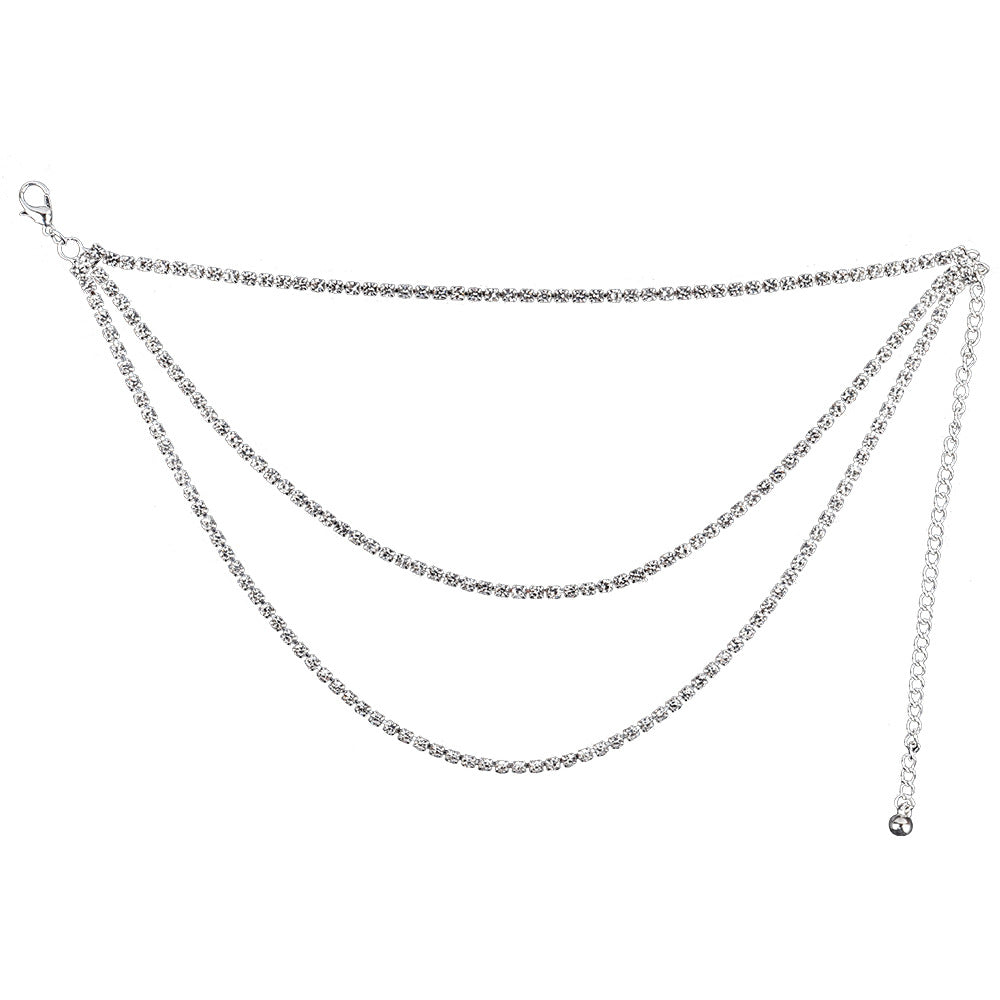 Rhinestone Multi-layered Anklet - Onlymaker