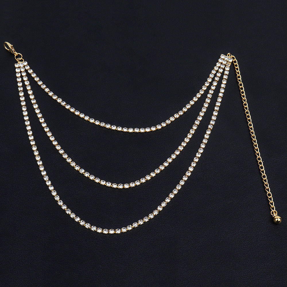 Rhinestone Multi-layered Anklet - Onlymaker