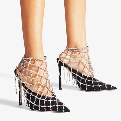 Rhinestone Tassel Shoe Cover Anklet - Onlymaker