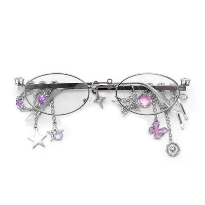 Chain Tassel Rhinestone Sunglasses - Onlymaker
