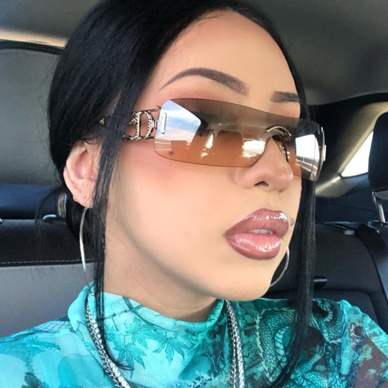 Rimless Cutout Sunglasses - Onlymaker