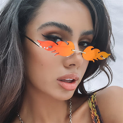 Flame Shape Rimless Sunglasses - Onlymaker