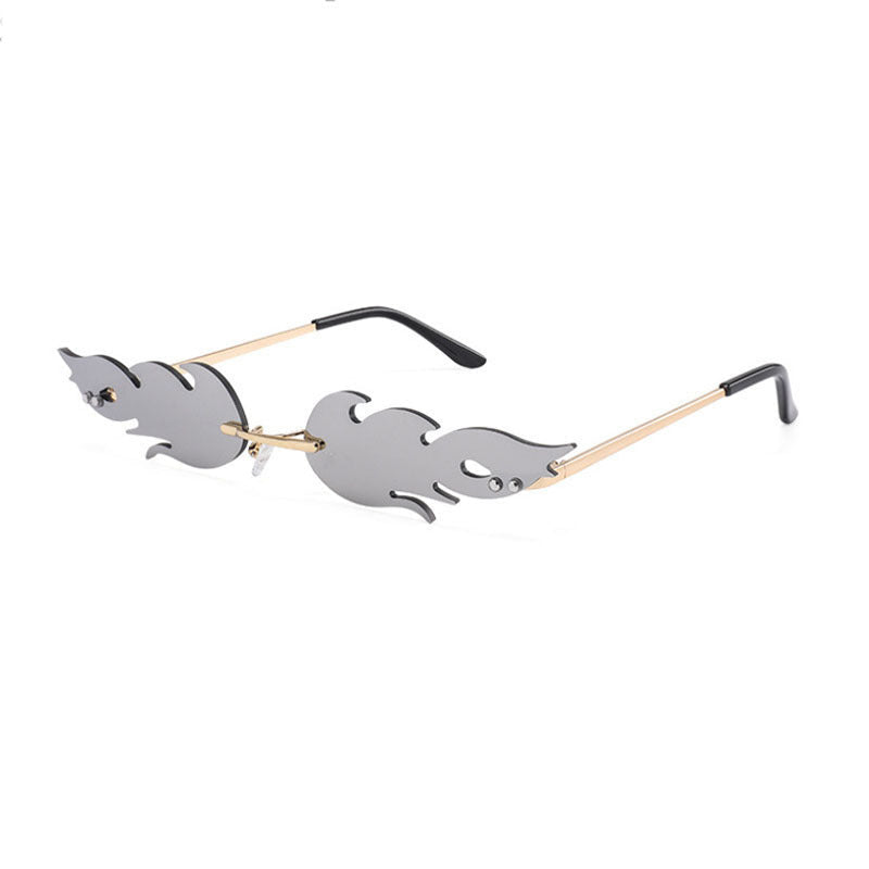 Flame Shape Rimless Sunglasses - Onlymaker