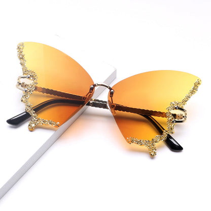 Punk Butterfly Rimless Sunglasses - Onlymaker