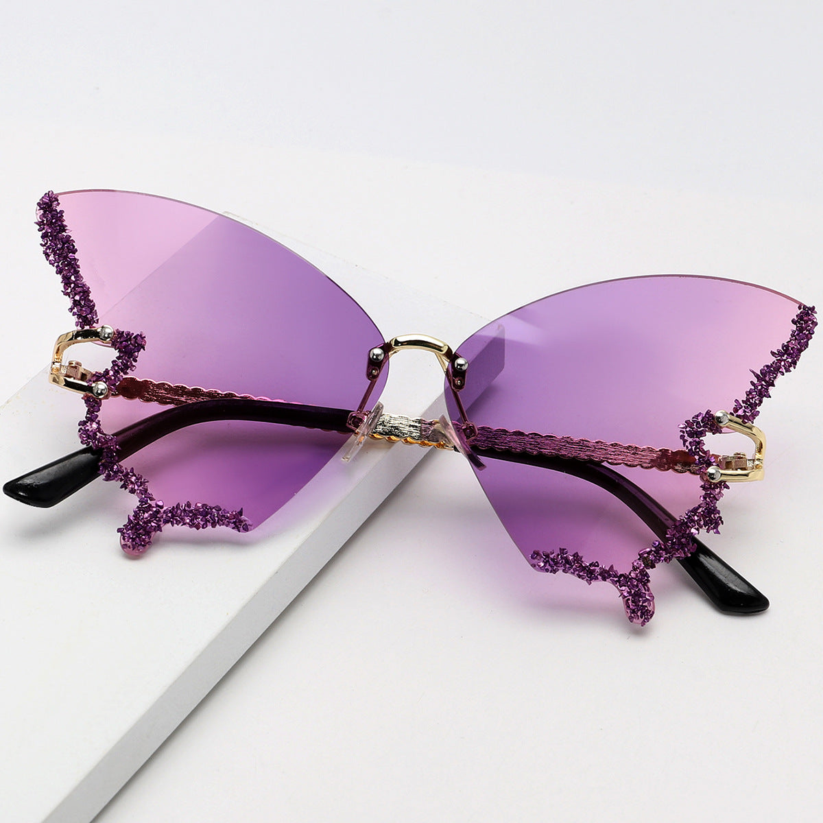 Punk Butterfly Rimless Sunglasses - Onlymaker