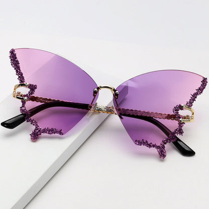 Punk Butterfly Rimless Sunglasses - Onlymaker