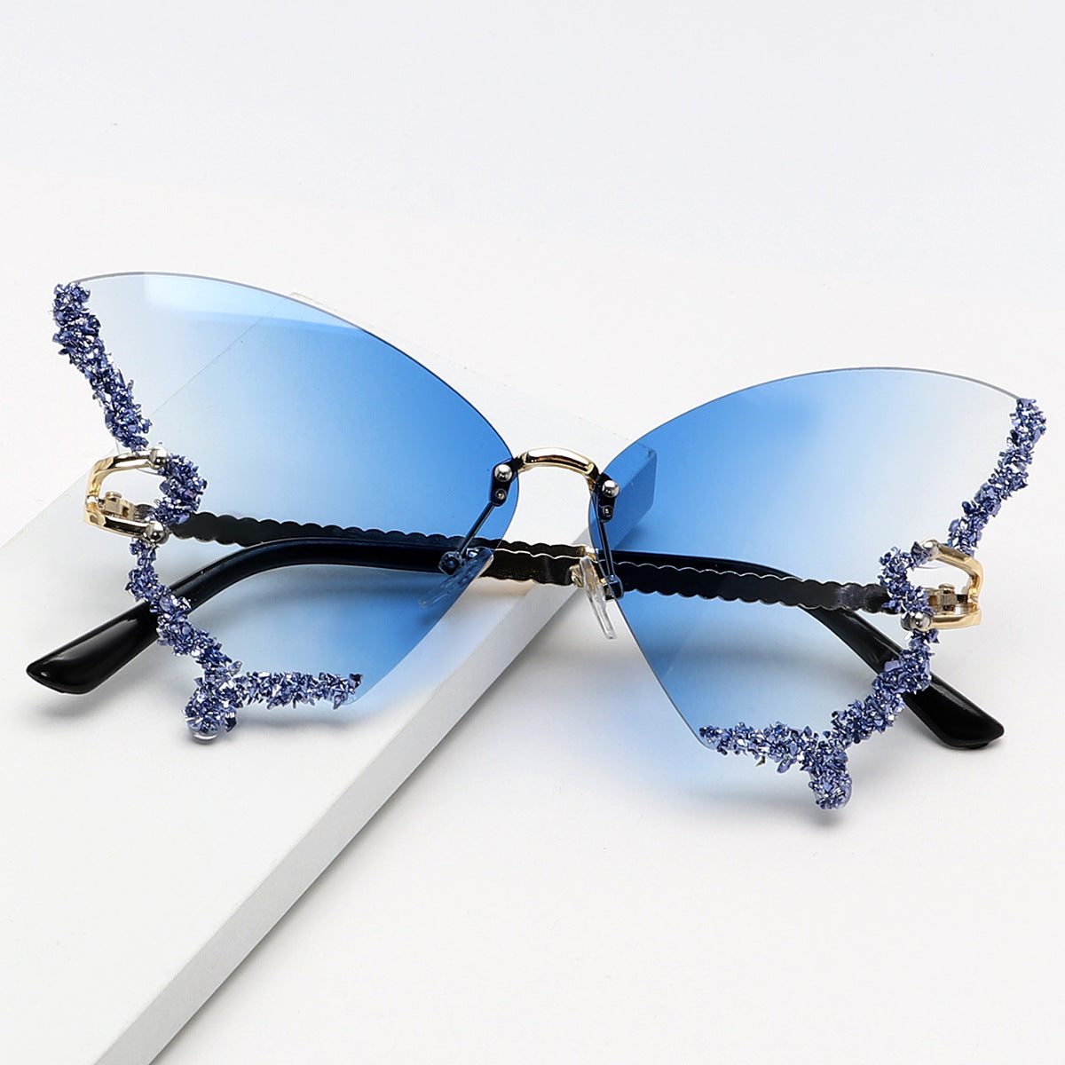 Punk Butterfly Rimless Sunglasses - Onlymaker