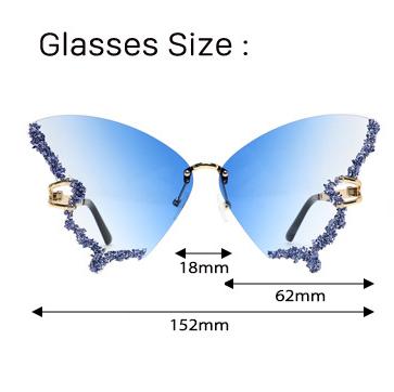 Punk Butterfly Rimless Sunglasses - Onlymaker
