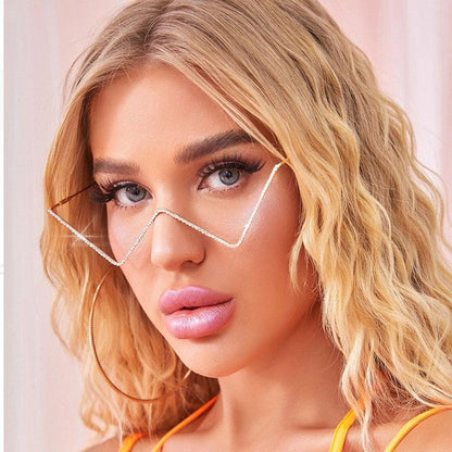 Rhinestone W Shape Sunglasses - Onlymaker