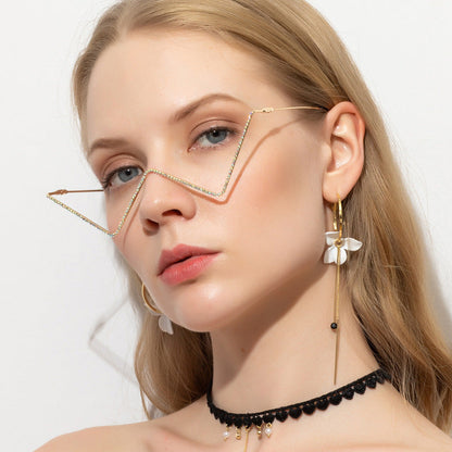 Rhinestone W Shape Sunglasses - Onlymaker