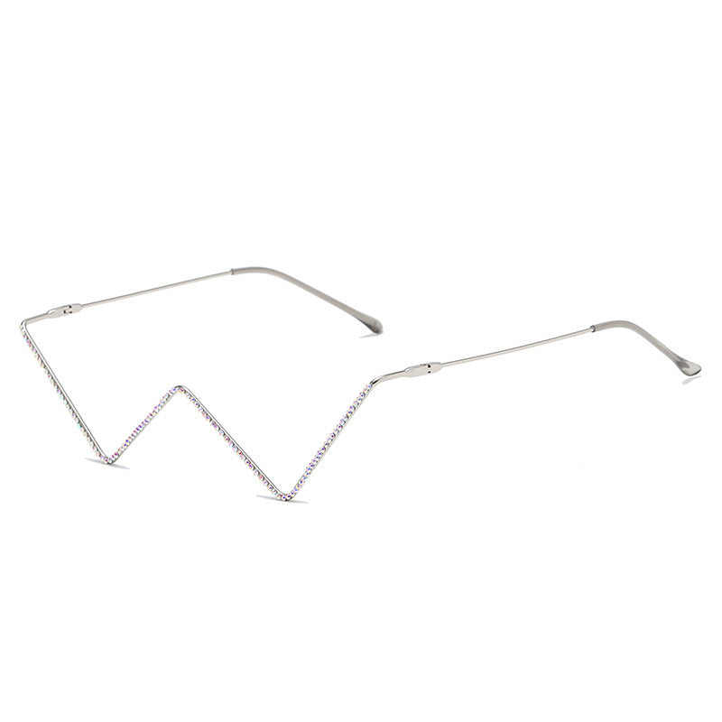 Rhinestone W Shape Sunglasses - Onlymaker