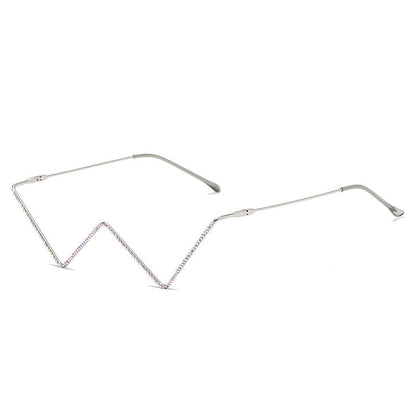 Rhinestone W Shape Sunglasses - Onlymaker