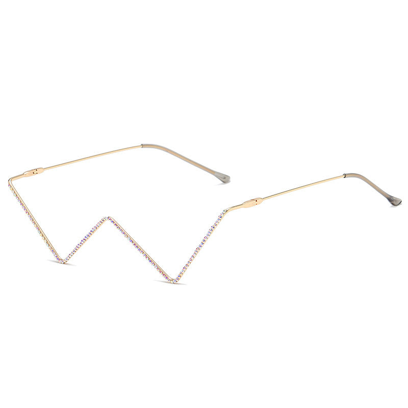 Rhinestone W Shape Sunglasses - Onlymaker