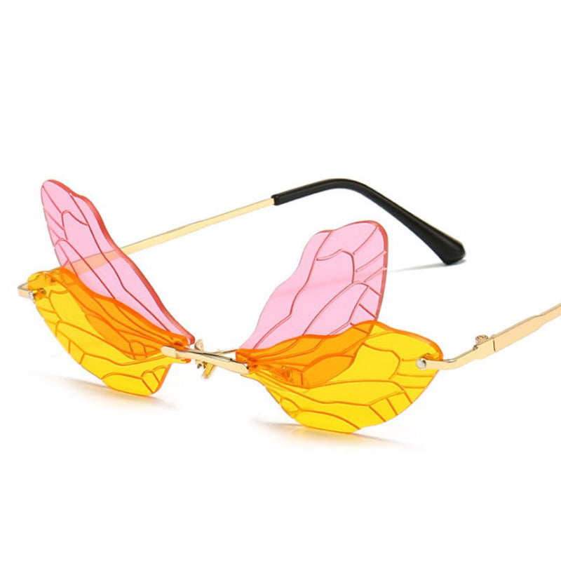 Butterfly Wings Rimless Sunglasses - Onlymaker