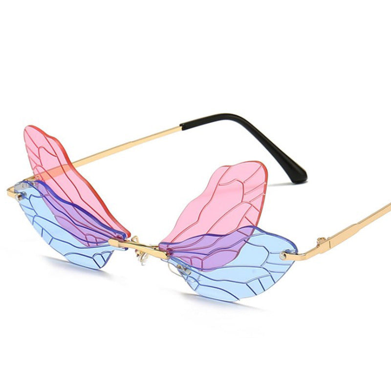 Butterfly Wings Rimless Sunglasses - Onlymaker