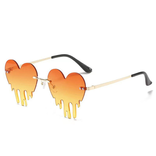 Heart Tear Shape Rimless Sunglasses - Onlymaker