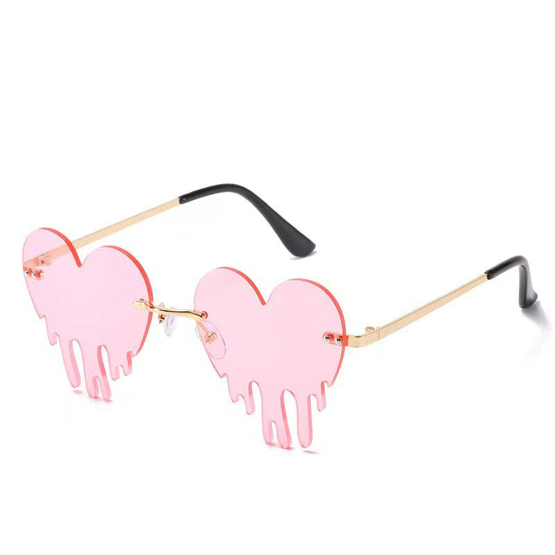 Heart Tear Shape Rimless Sunglasses - Onlymaker