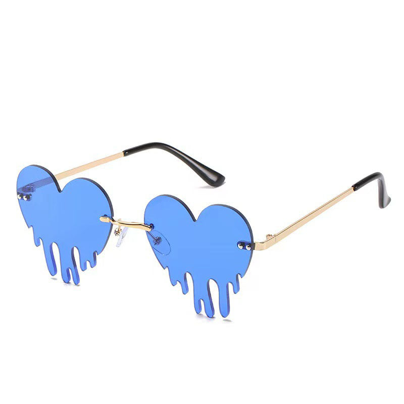 Heart Tear Shape Rimless Sunglasses - Onlymaker