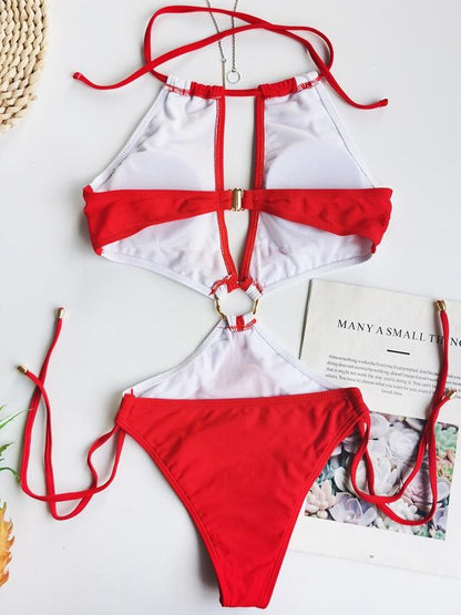 Keyhole Neckline Cut Out Strap Swimwear - Onlymaker