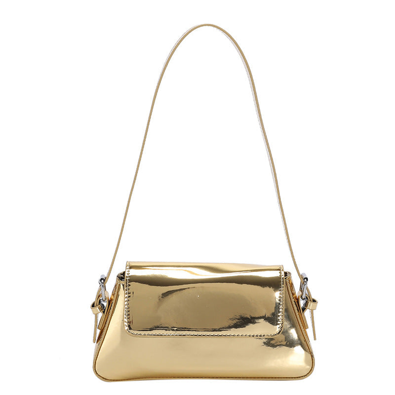 Glossy Metallic Leather Underarm Handbags - Onlymaker