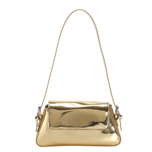 Glossy Metallic Leather Underarm Handbags - Onlymaker